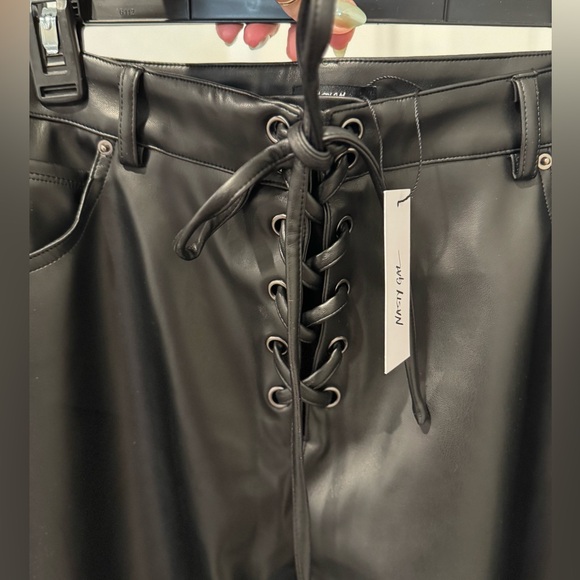 Nasty Gal Faux Leather Black Fringe Trousers - Picture 3 of 6